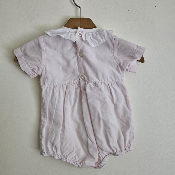 Christian Elizabeth Nature Emboroided Baby 9 month Romper With Ruffle Collar. - Picture 4 of 7